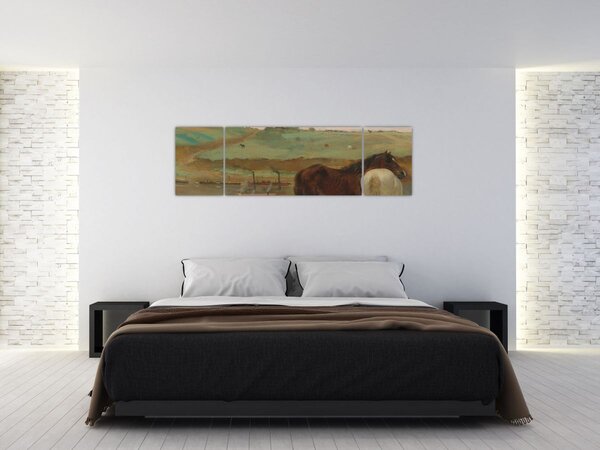 Obraz - Edgar Degas, Horses in a Meadow, reprodukce (170x50 cm)
