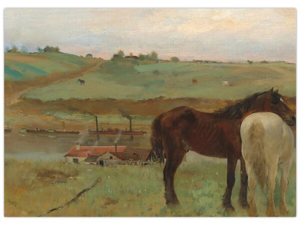 Obraz - Edgar Degas, Horses in a Meadow, reprodukce (70x50 cm)