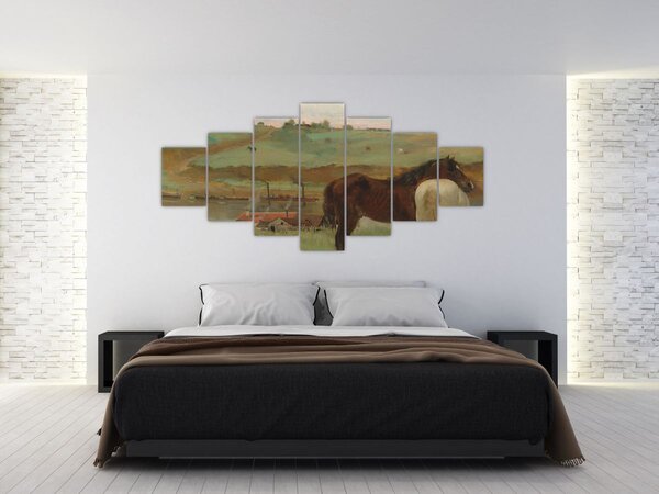 Obraz - Edgar Degas, Horses in a Meadow, reprodukce (210x100 cm)