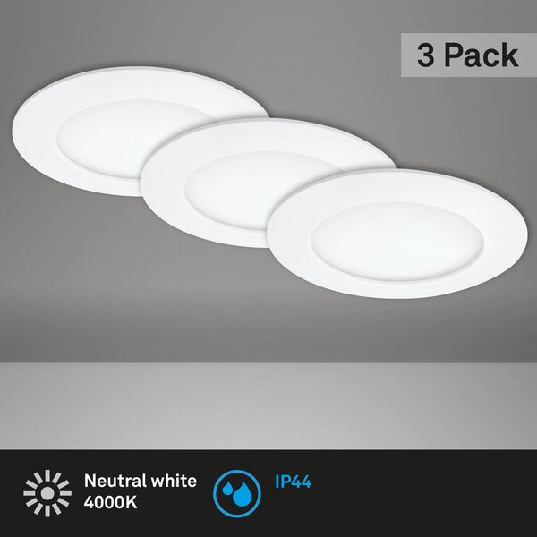 BRI 7284-036 3ks sada LED vestavné svítidlo, pr. 12 cm, 6,4 W, bílé - BRILONER