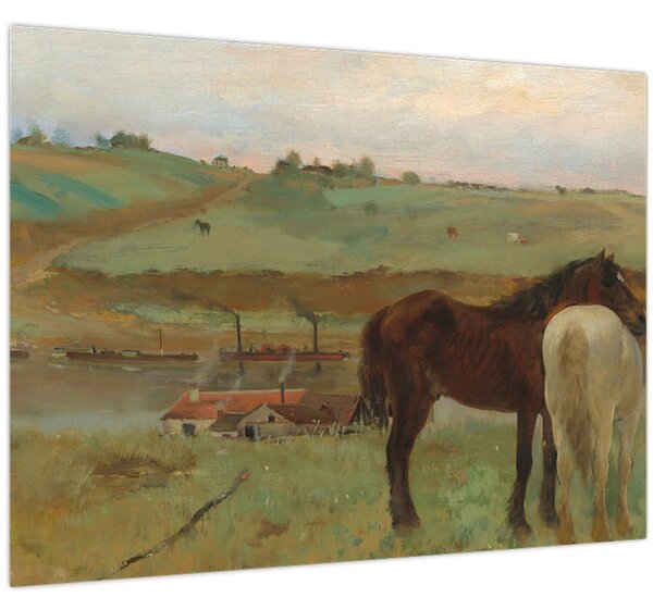 Obraz - Edgar Degas, Horses in a Meadow, reprodukce (70x50 cm)