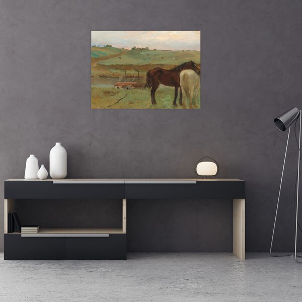 Obraz - Edgar Degas, Horses in a Meadow, reprodukce (70x50 cm)