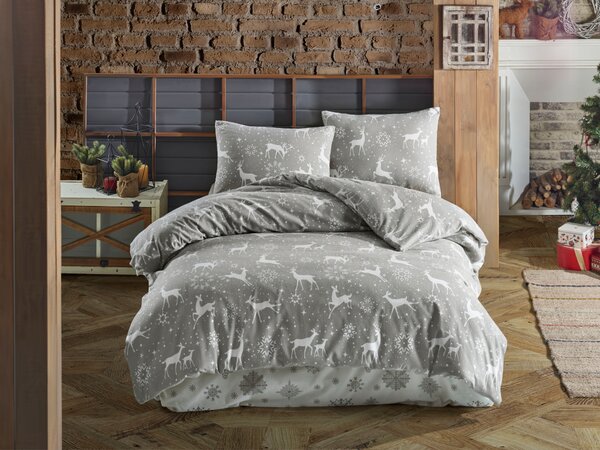 Prodloužené flanelové povlečení 140x220, 70x90 Escama grey