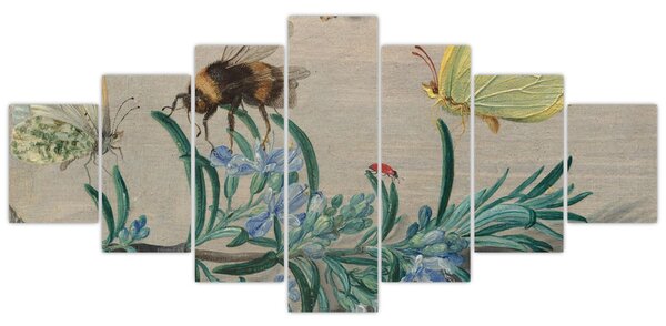 Obraz - Jan van Kessel the Elder, Insects and a Sprig of Rosemary, reprodukce (210x100 cm)