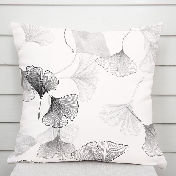 Biante Bavlněný povlak na polštář Sandra SA-512 Šedo-bílé ginkgo listy na bílém 30 x 50 cm