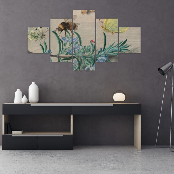Obraz - Jan van Kessel the Elder, Insects and a Sprig of Rosemary, reprodukce (125x70 cm)