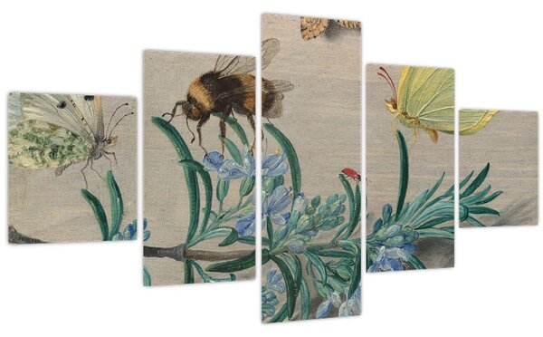 Obraz - Jan van Kessel the Elder, Insects and a Sprig of Rosemary, reprodukce (125x70 cm)
