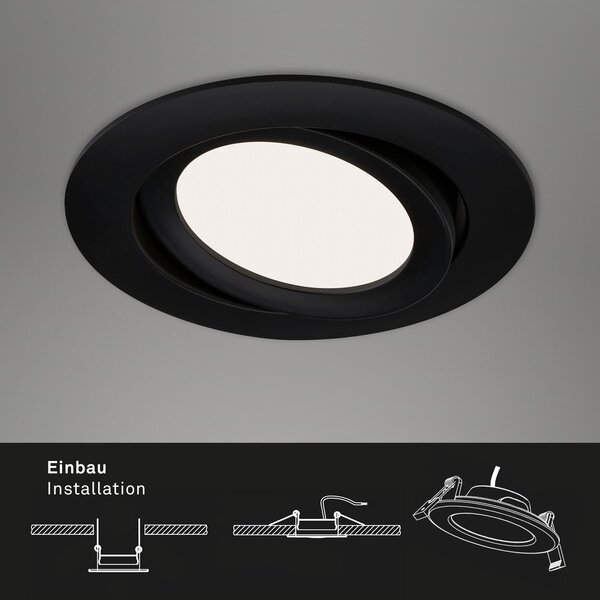 BRI 7114-435 3ks sada LED vestavné svítidlo, pr. 10,6 cm, 7 W, 600 lm, černá - BRILONER