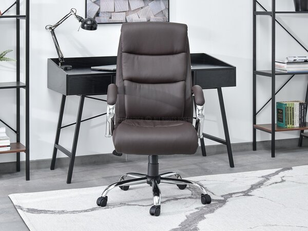 Křeslo Luxus (hnědá + chromová). Akce -15%