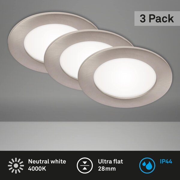 BRI 7115-432 3ks sada LED vestavné svítidlo, pr. 12 cm, 7 W, matný nikl - BRILONER