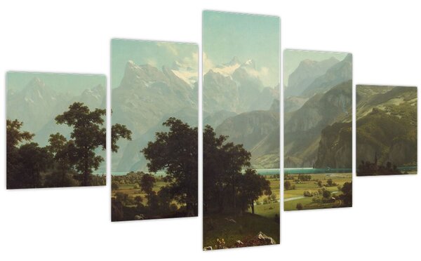 Obraz - Albert Bierstadt, Lake Lucerne, reprodukce (125x70 cm)