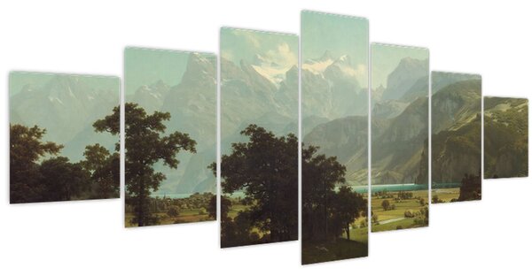 Obraz - Albert Bierstadt, Lake Lucerne, reprodukce (210x100 cm)