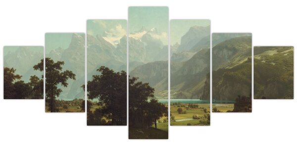 Obraz - Albert Bierstadt, Lake Lucerne, reprodukce (210x100 cm)
