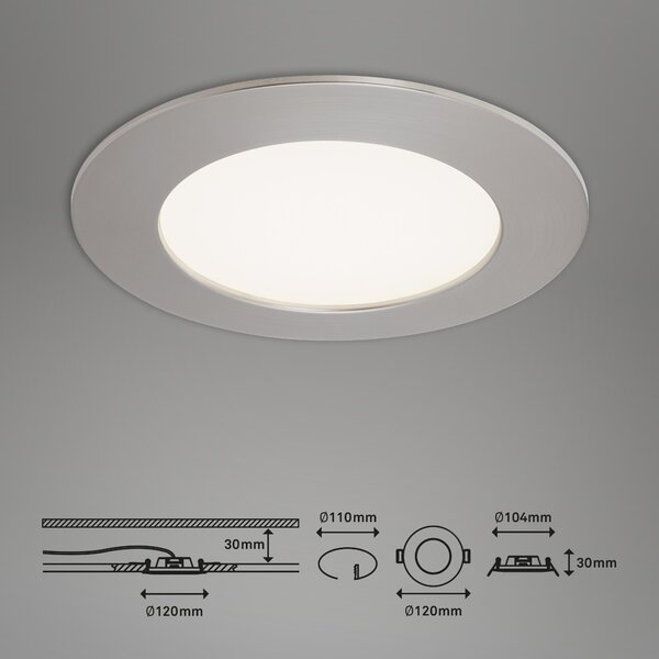 BRI 7284-032 3ks sada LED vestavné svítidlo, pr. 12 cm, 8 W, matný nikl - BRILONER