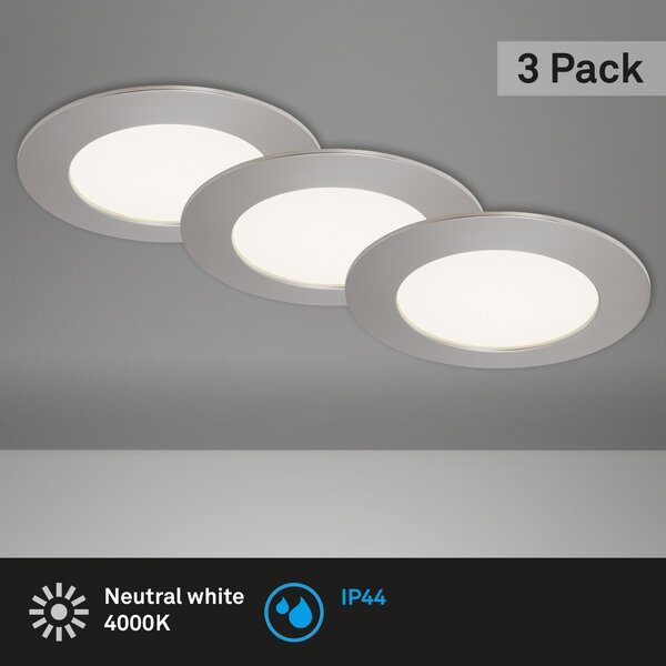 BRI 7284-032 3ks sada LED vestavné svítidlo, pr. 12 cm, 8 W, matný nikl - BRILONER