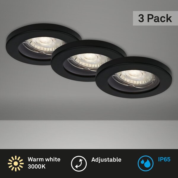 BRI 7181-035 3ks sada LED vestavné svítidlo, pr. 8,5 cm, 5 W, 400 lm, černá - BRILONER