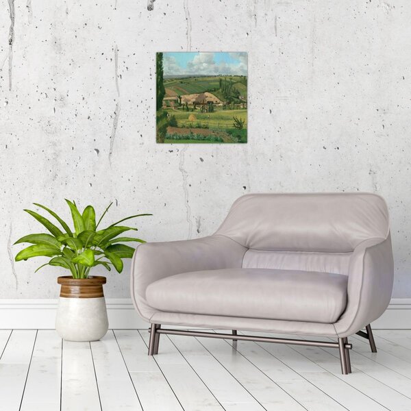 Obraz - Camille Pissarro, Landscape at Les Pâtis, Pontoise, reprodukce (30x30 cm)