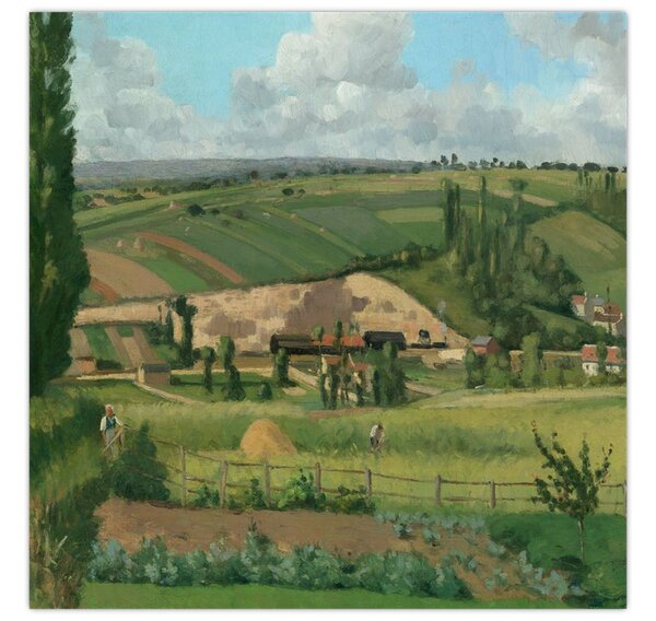 Obraz - Camille Pissarro, Landscape at Les Pâtis, Pontoise, reprodukce (30x30 cm)