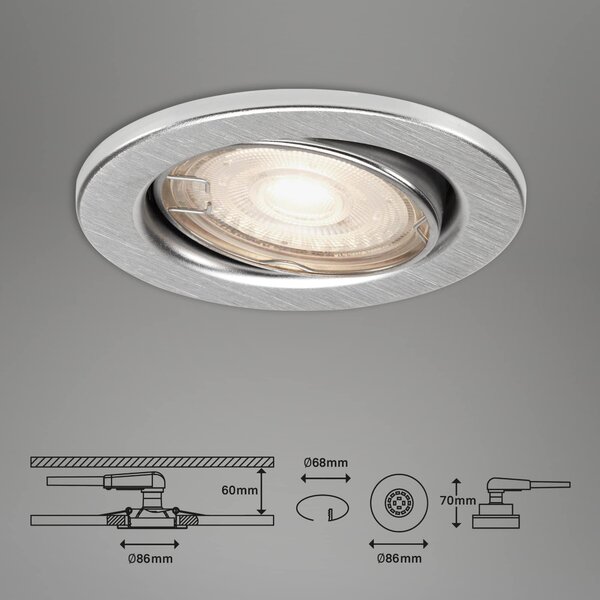 BRI 7147-039 3ks LED vestavné svítidlo, pr. 8,6 cm, 5 W, hliník - BRILONER