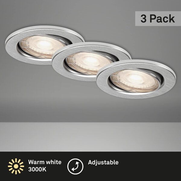 BRI 7147-039 3ks LED vestavné svítidlo, pr. 8,6 cm, 5 W, hliník - BRILONER