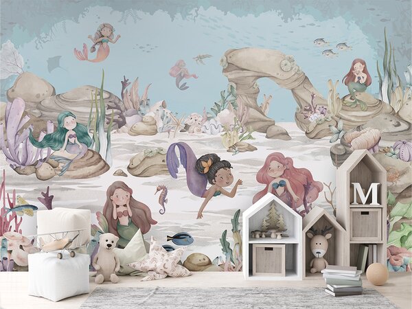 FUGU Tapeta mořské víly - Mermaid Miracles Materiál: Digitální eko vlies - klasická tapeta nesamolepicí