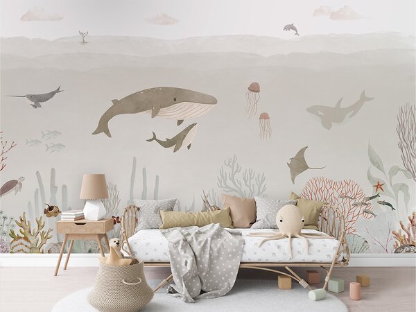 FUGU Tapeta podmořský svět - Sensational Sea Brown Materiál: Digitální eko vlies - klasická tapeta nesamolepicí