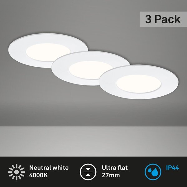BRI 7113-436 3ks sada LED vestavné svítidlo, pr. 8,5 cm, 4,9 W, bílé - BRILONER