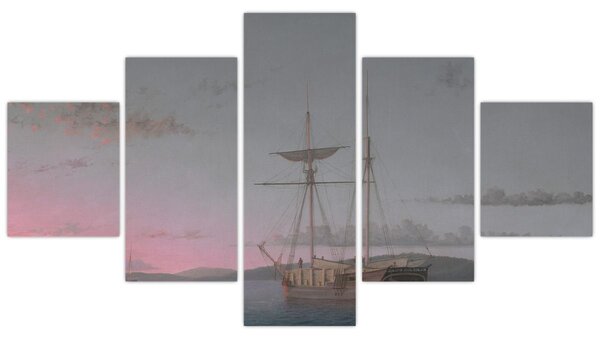 Obraz - Fitz Henry Lane, Lumber Schooners at Evening on Penobscot Bay, reprodukce (125x70 cm)