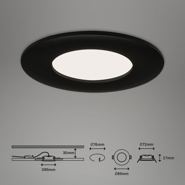 BRI 7113-435 3ks sada LED vestavné svítidlo, pr. 8,5 cm, 5 W, 450 lm, černá - BRILONER