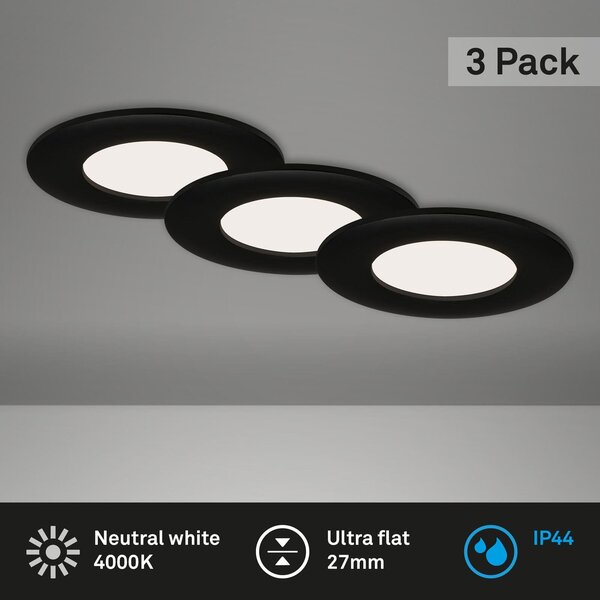 BRI 7113-435 3ks sada LED vestavné svítidlo, pr. 8,5 cm, 5 W, 450 lm, černá - BRILONER