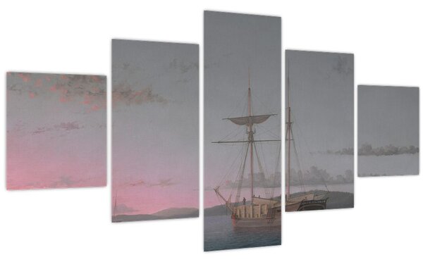 Obraz - Fitz Henry Lane, Lumber Schooners at Evening on Penobscot Bay, reprodukce (125x70 cm)