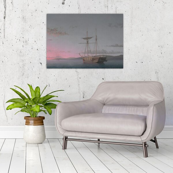 Obraz - Fitz Henry Lane, Lumber Schooners at Evening on Penobscot Bay, reprodukce (70x50 cm)