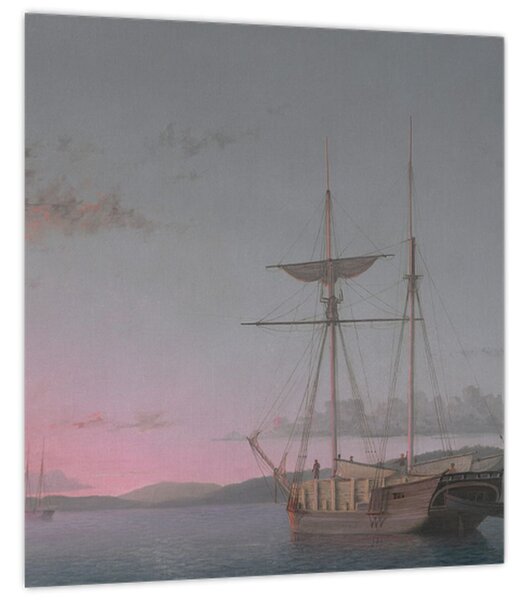 Obraz - Fitz Henry Lane, Lumber Schooners at Evening on Penobscot Bay, reprodukce (30x30 cm)