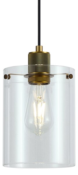 Designová závěsná lampa bronzová s čirým sklem - Domo