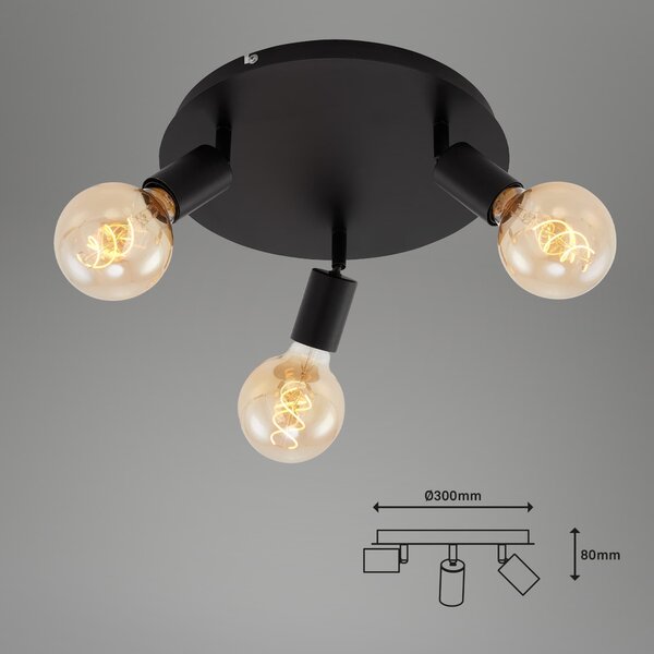 BRI 2868-035 Bodové svítidlo pr. 30 cm 3x E27 60W černá - BRILONER