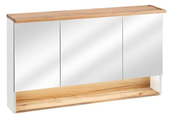 Comad Závěsná koupelnová skříňka se zrcadlem Bahama 843 3D alpská bílá/dub votan