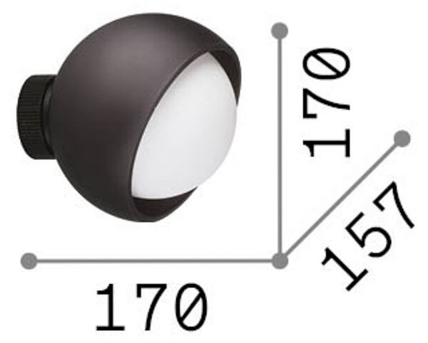 IDEAL LUX Nástěnné světlo Bloom, černá, Ø 17 cm, kov, Černá, Obývací pokoj / jídelna, kov, Moderní