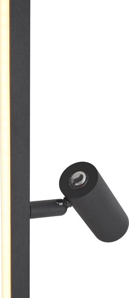 Designová stojací lampa černá s lampičkou na čtení vč. LED s dotykovým stmívačem - Throttle