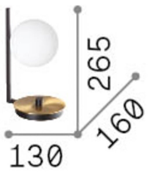 IDEAL LUX Stolní lampa Birds, černá/mosaz, výška 26 cm, kov, Černá, Obývací pokoj / jídelna, kov, Moderní