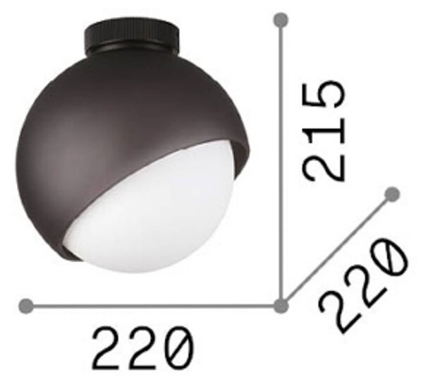 IDEAL LUX Stropní světlo Bloom, Ø 22 cm, černé, kov/sklo, stmívatelný, Černá, Obývací pokoj / jídelna, kov, Moderní