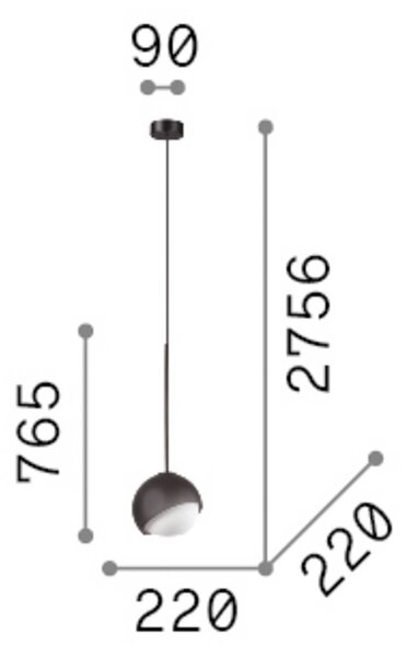IDEAL LUX Závěsné světlo Bloom, Ø 22 cm, mosaz, kov/sklo, stmívatelný, Mosaz / zlato, Obývací pokoj / jídelna, kov, Moderní
