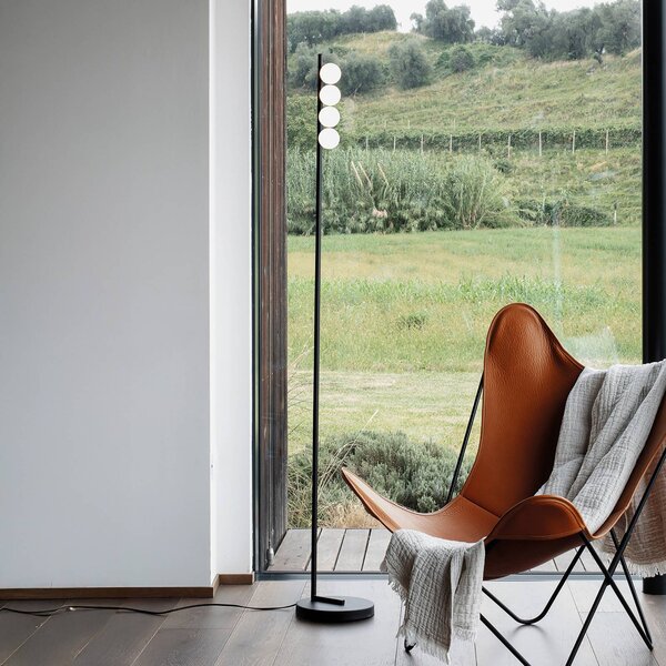 IDEAL LUX LED stojací lampa Binomio, černá, 155 cm, kovová, 4ramenná, Černá, Obývací pokoj / jídelna, kov, Moderní
