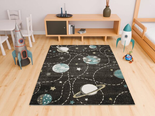 Makro Abra Dětský kusový koberec Lima G759A Planety grafitový šedý modrý Rozměr: 160x230 cm