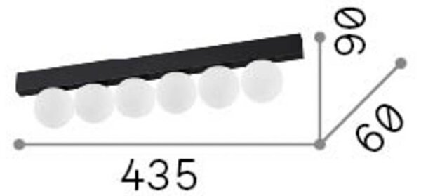 IDEAL LUX LED stropní svítidlo Binomio, černé, délka 44 cm, 6 žárovek, Černá, Obývací pokoj / jídelna, kov, Moderní