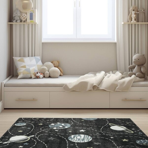 Makro Abra Dětský kusový koberec Lima G759A Planety grafitový šedý modrý Rozměr: 160x230 cm