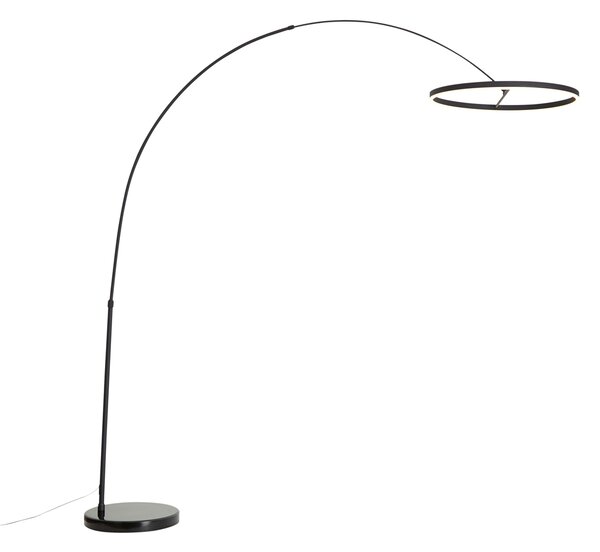 Designová oblouková stojací lampa černá vč. LED s 3-stupňovým stmíváním - Anello