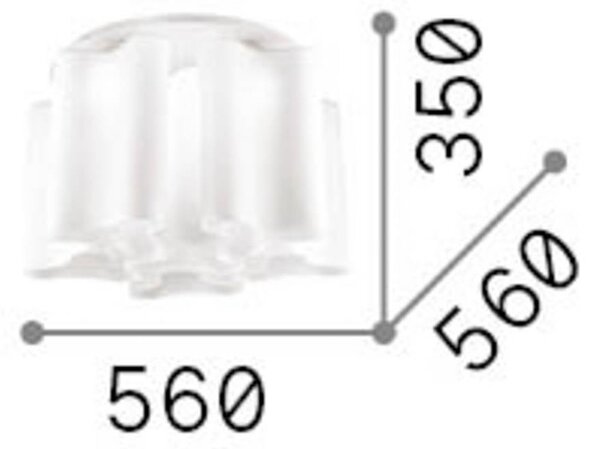 IDEAL LUX Stropní světlo Compo, Ø 56 cm, bílé, kov/sklo, stmívatelný, Bílá / opál, Obývací pokoj / jídelna, Sklo