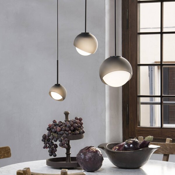 IDEAL LUX Závěsné světlo Bloom, Ø 12 cm, černé, kov/sklo, Černá, Obývací pokoj / jídelna, kov, Moderní