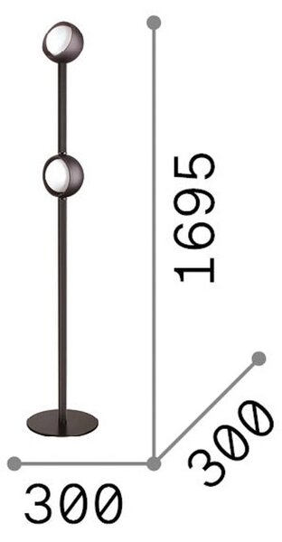 IDEAL LUX LED stojací lampa Bloom, výška 170 cm, černá, 2ramenná, Černá, Obývací pokoj / jídelna, kov