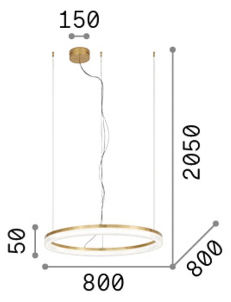 IDEAL LUX Závěsné světlo LED Crown, průměr 80 cm, bílá, kov, Bílá / opál, Obývací pokoj / jídelna, kov, Moderní